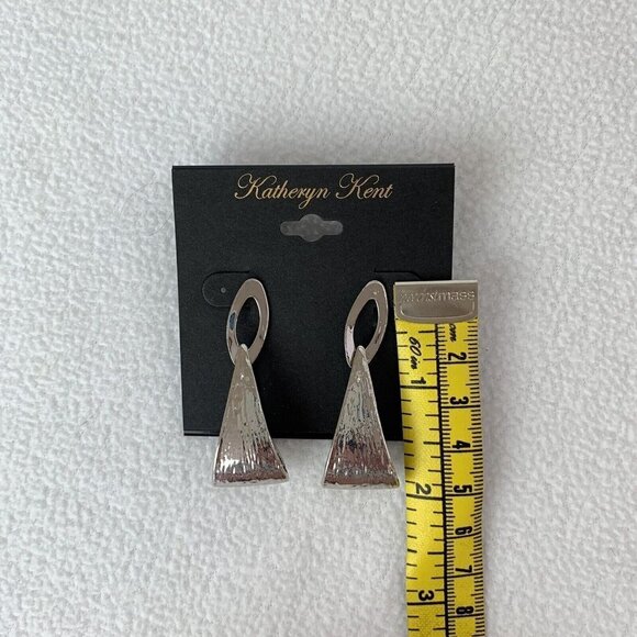 Katheryn Kent Silver Toned Triangle Metallic Drop Fashion Earrings - Picture 3 of 4